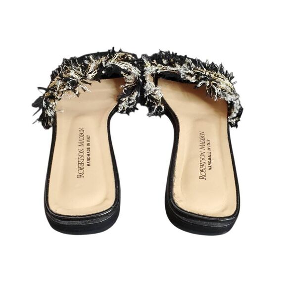 Robertson Madison Handcrafted Fringe Chrissie Slide Sandal Corda Nero Size 10/US - Picture 3 of 12
